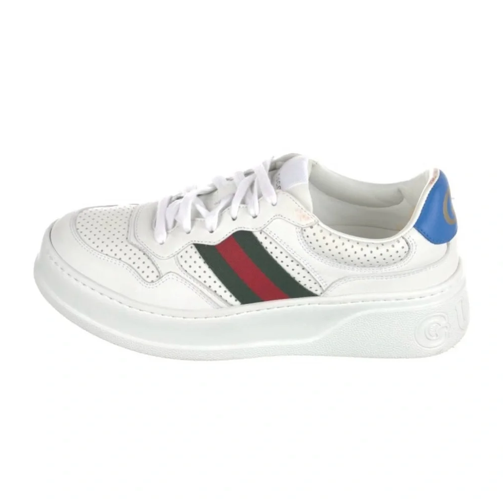 Gucci Web Accent Leather Sneakers - Picture 2 of 6